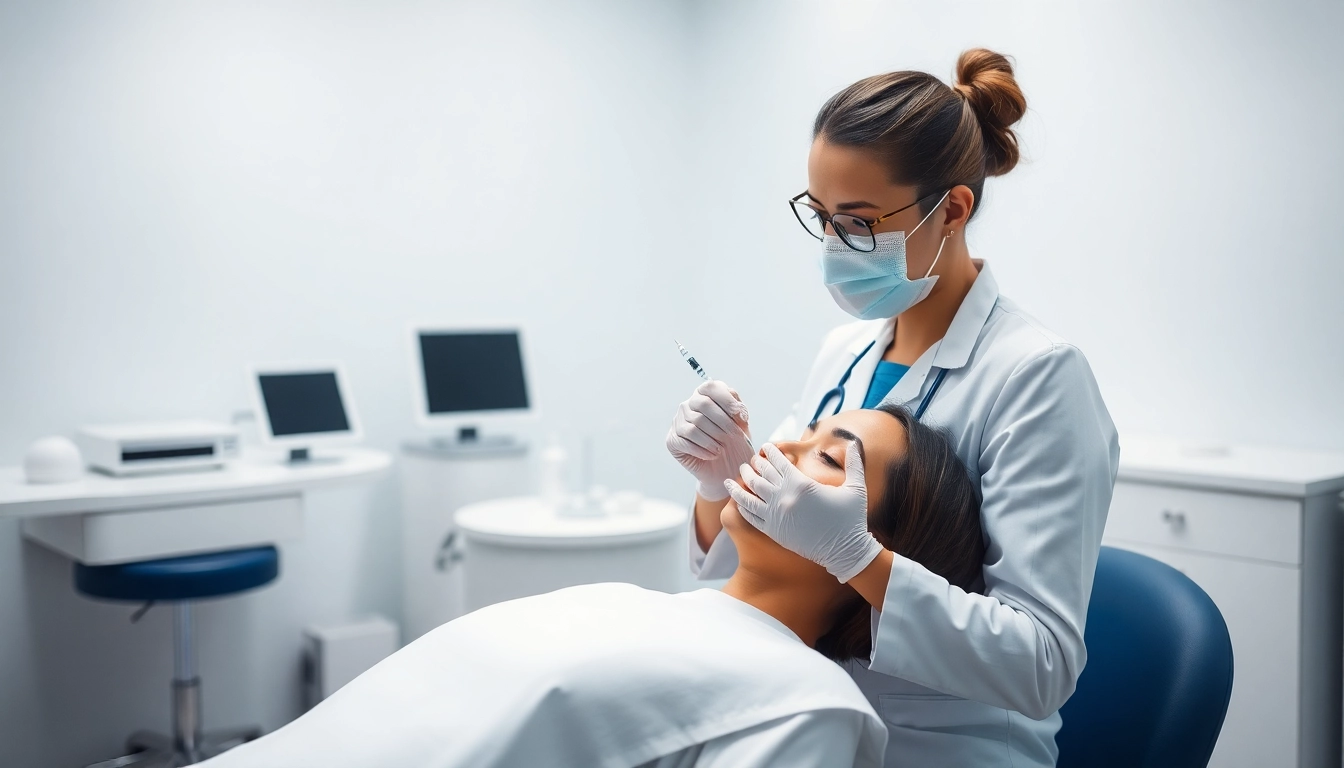 Botulinumtoxin treatment at SW BeautyBar Clinic in Zürich, showcasing a professional injecting Botox for facial rejuvenation, emphasizing safety and expertise, for natural results.