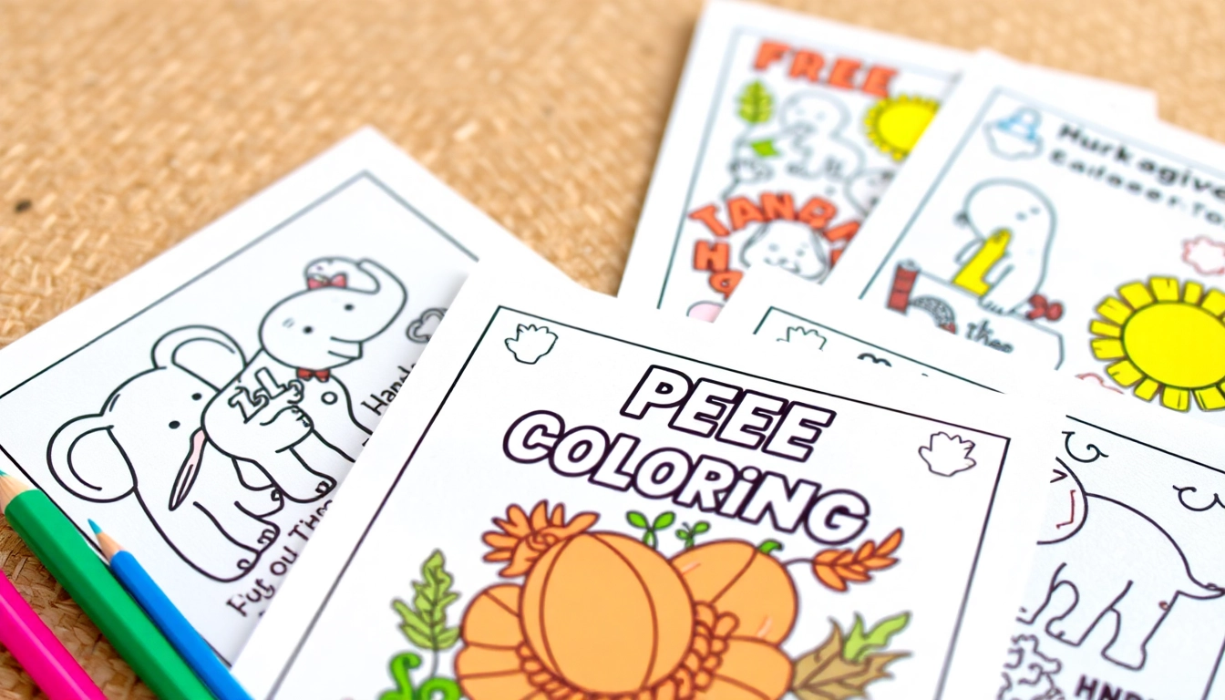 Kids engaging with free coloring pages, featuring elephants and Thanksgiving themes for fun, learning, and creativity.