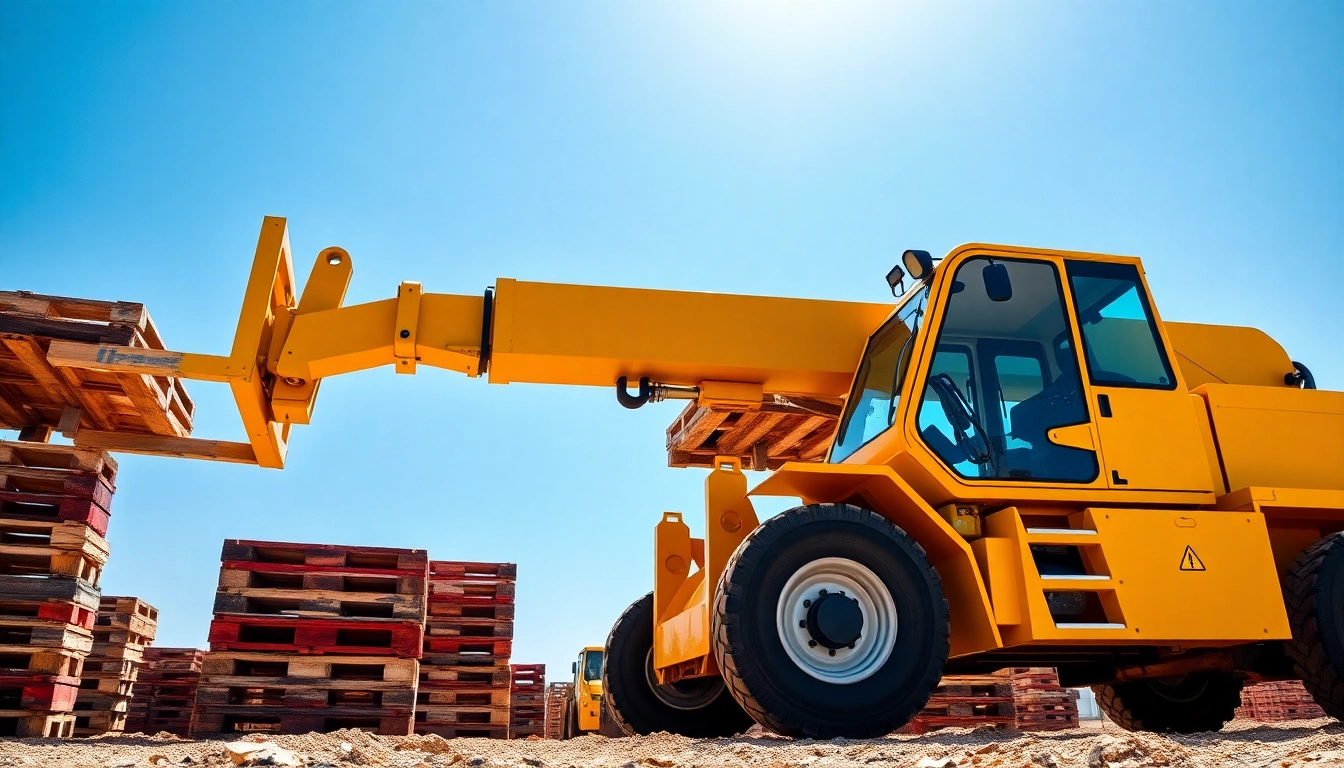 Reliable telehandler rental for construction sites with a powerful telescopic lift in action, highlighting versatility and safety features.