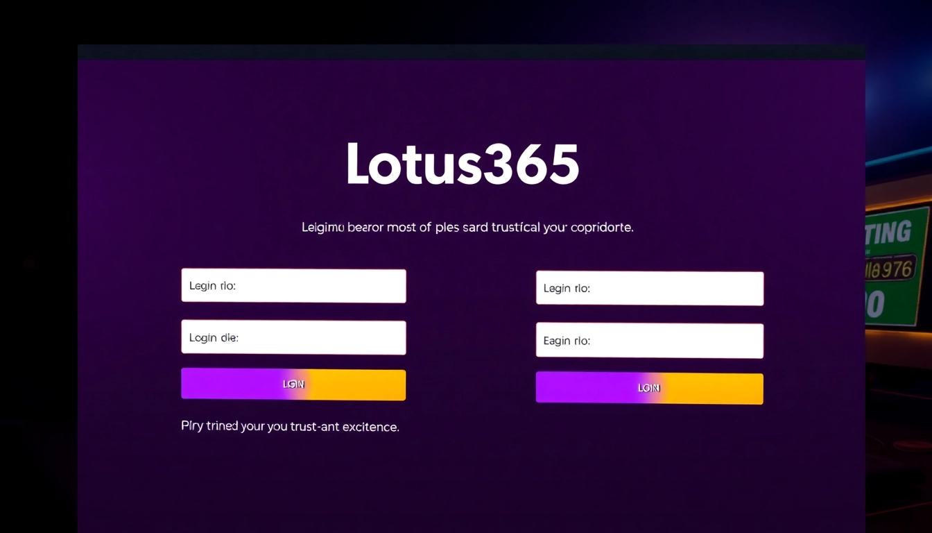 Illustration of the Lotus365 Login page highlighting secure login fields with vibrant branding for easy access and user trust.