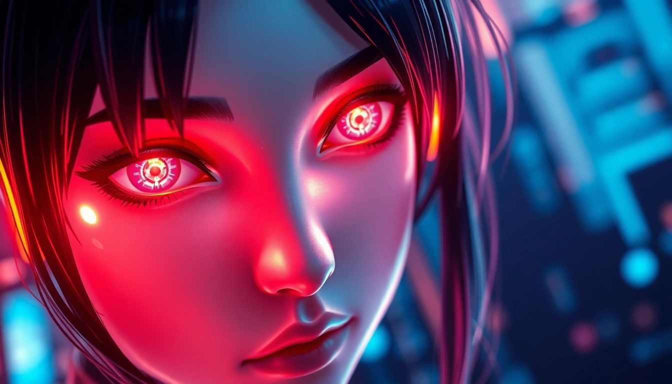 AI girlfriend engaging in a realistic, unfiltered NSFW chat, highlighted by an alluring digital interface, showing intimacy and technology.