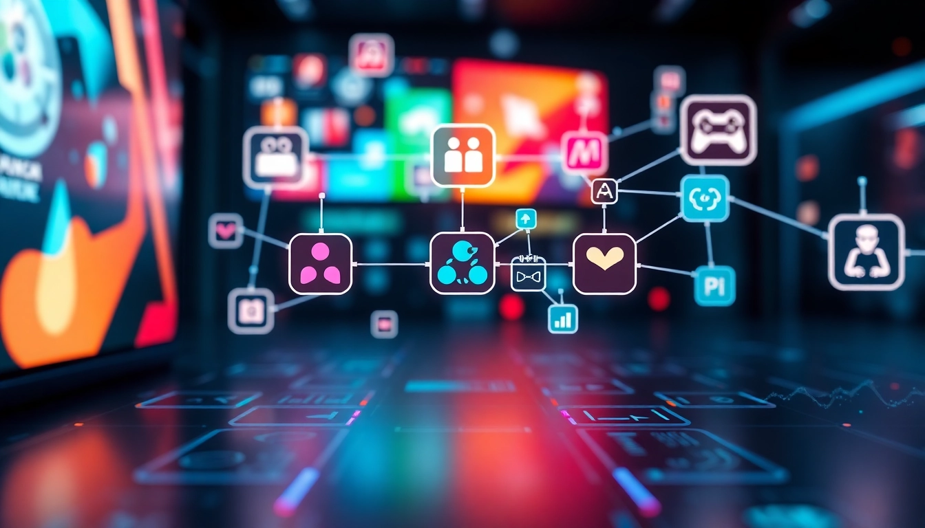 Liên minh KJC logo integrated into a dynamic digital ecosystem, symbolizing innovation and connectivity in digital entertainment.