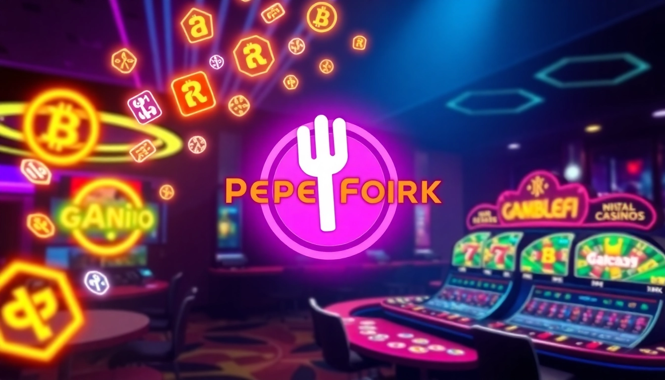 Pepe Fork Token digital illustration with multi-chain logos and GambleFi gaming action